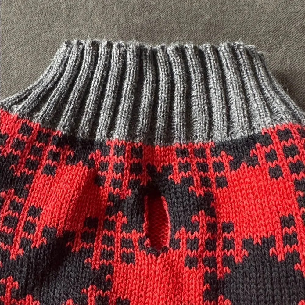 Pet Dog Cat Sweater Buffalo Plaid Red and Black Size S NEW
